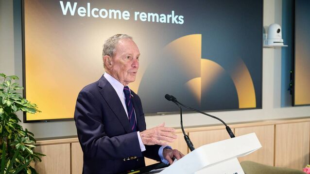 <p>Mike Bloomberg speaking at the Future of Finance in Ireland event in Dublin.</p>